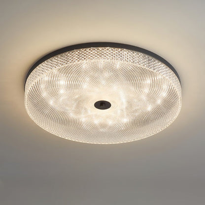 Gold-Trim Striped Glass Flush Mount Ceiling Light