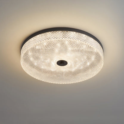 Gold-Trim Striped Glass Flush Mount Ceiling Light