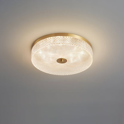 Gold-Trim Striped Glass Flush Mount Ceiling Light