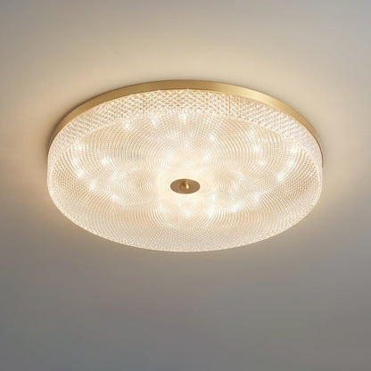 Gold-Trim Striped Glass Flush Mount Ceiling Light