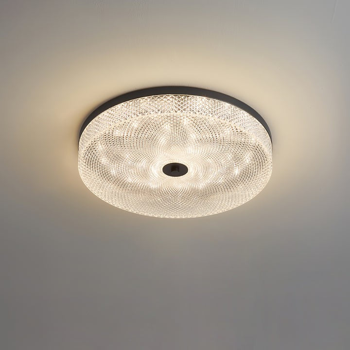 Gold-Trim Striped Glass Flush Mount Ceiling Light