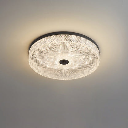 Gold-Trim Striped Glass Flush Mount Ceiling Light