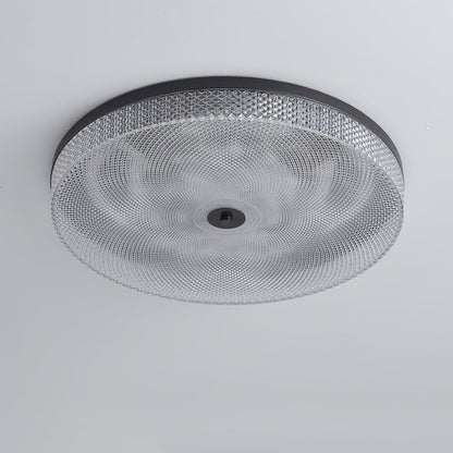 Gold-Trim Striped Glass Flush Mount Ceiling Light