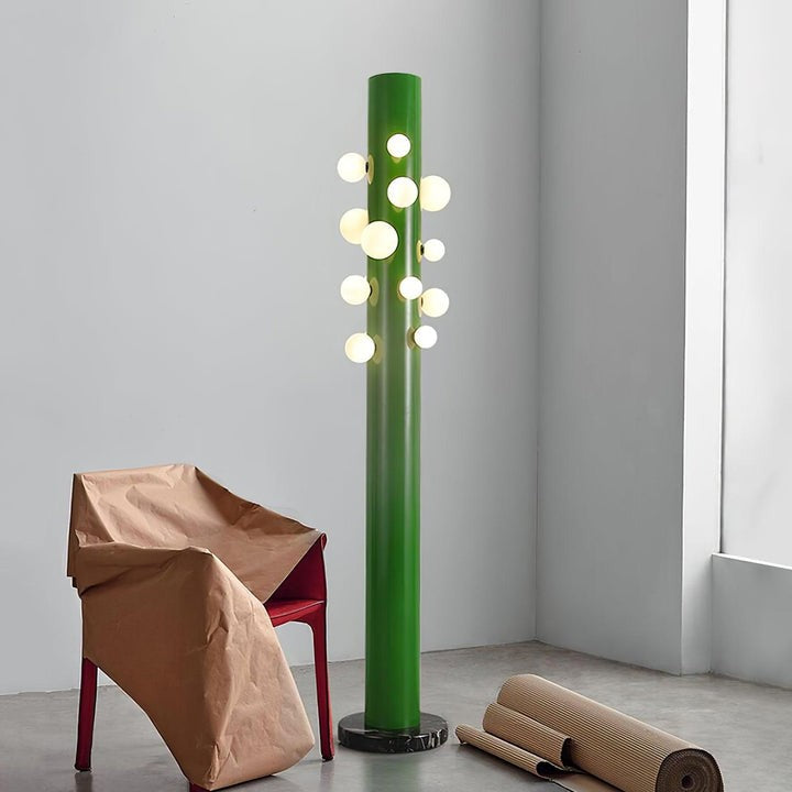 Green Marble & Glass Floor Lamp – Metal LED Design