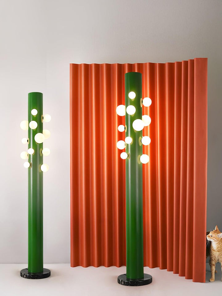 Green Marble & Glass Floor Lamp – Metal LED Design