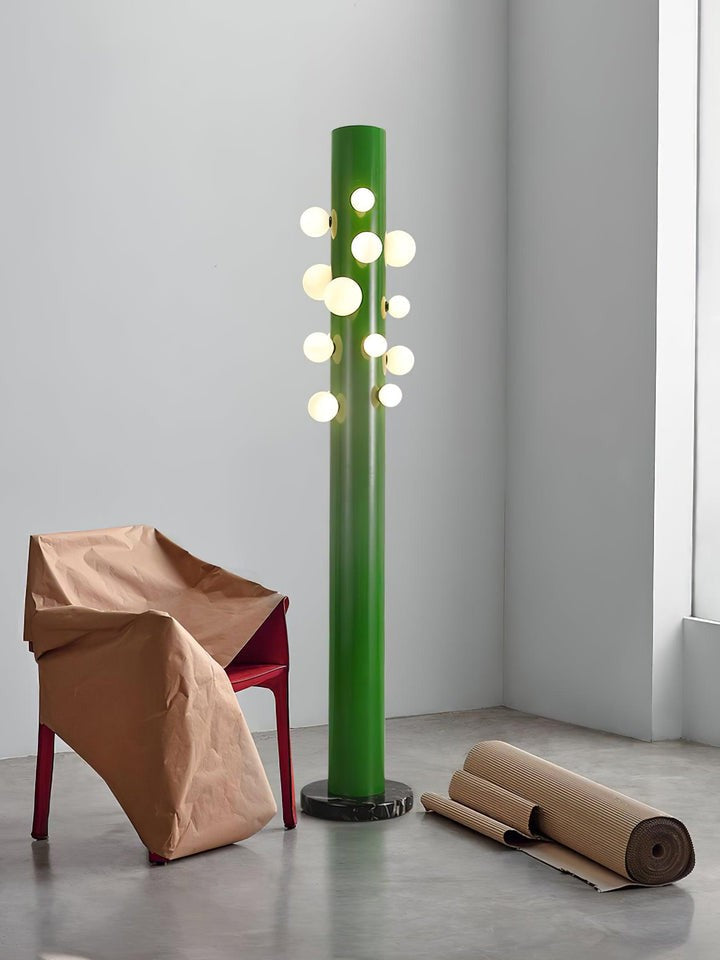Green Marble & Glass Floor Lamp – Metal LED Design