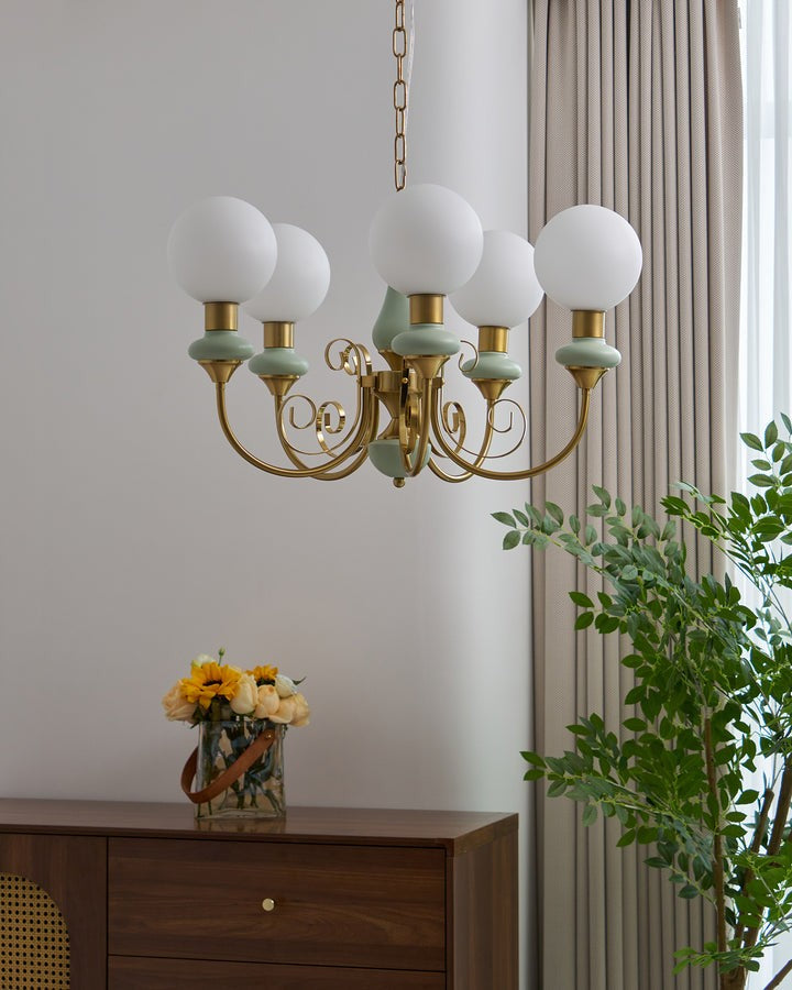 Green Onyx-Style Multi-Light Ceiling Chandelier