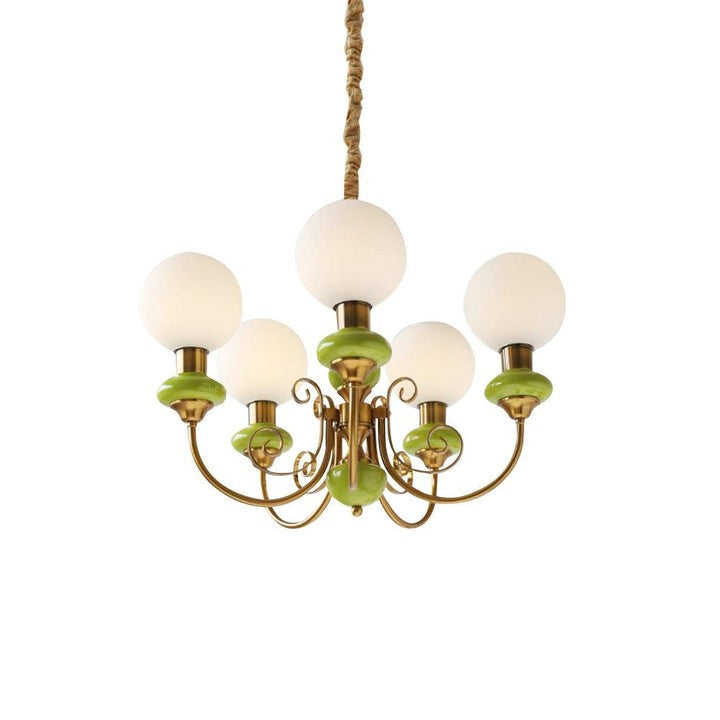 Green Onyx-Style Multi-Light Ceiling Chandelier