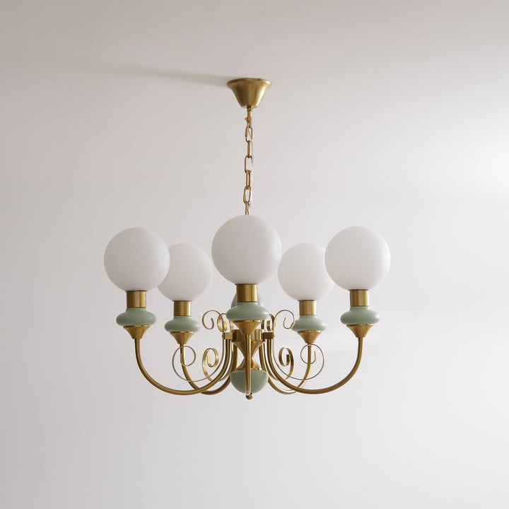 Green Onyx-Style Multi-Light Ceiling Chandelier
