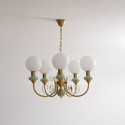Green Onyx-Style Multi-Light Ceiling Chandelier