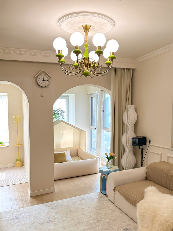 Green Onyx-Style Multi-Light Ceiling Chandelier