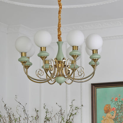 Green Onyx-Style Multi-Light Ceiling Chandelier