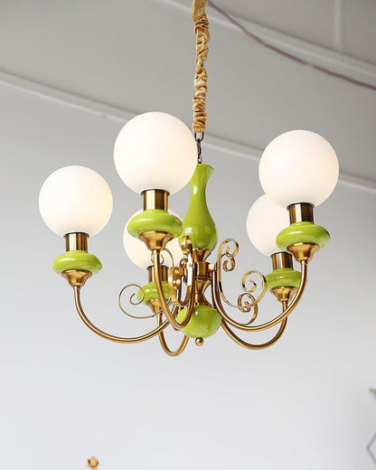 Green Onyx-Style Multi-Light Ceiling Chandelier
