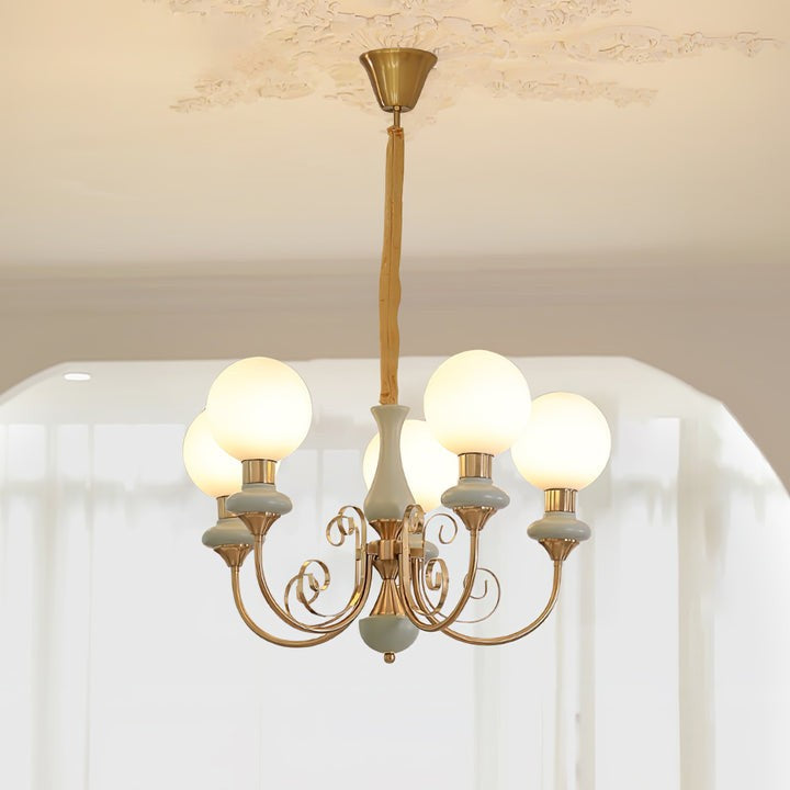 Green Onyx-Style Multi-Light Ceiling Chandelier