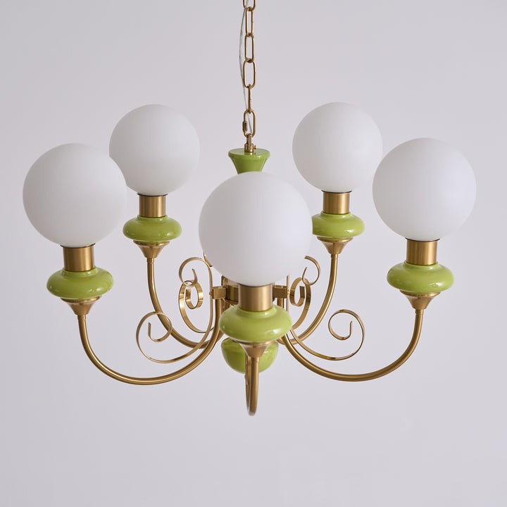 Green Onyx-Style Multi-Light Ceiling Chandelier
