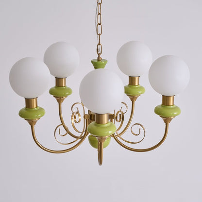 Green Onyx-Style Multi-Light Ceiling Chandelier