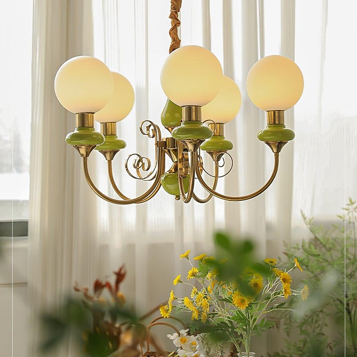 Green Onyx-Style Multi-Light Ceiling Chandelier