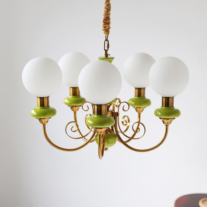 Green Onyx-Style Multi-Light Ceiling Chandelier