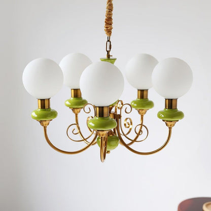 Green Onyx-Style Multi-Light Ceiling Chandelier