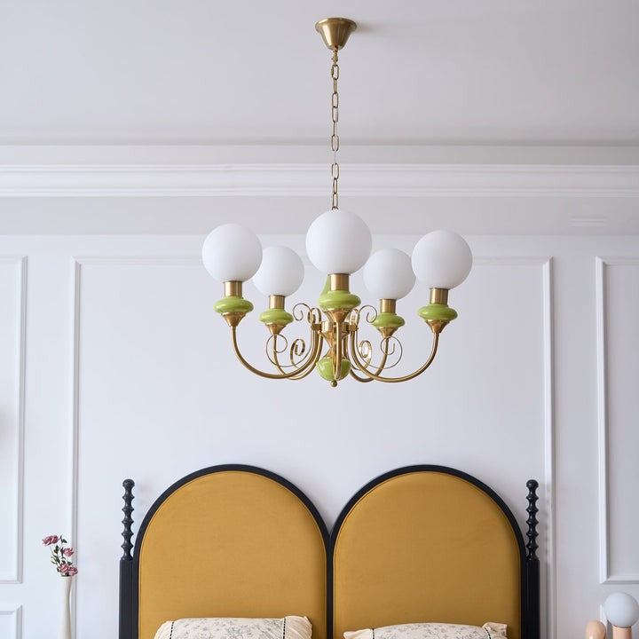 Green Onyx-Style Multi-Light Ceiling Chandelier