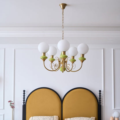 Green Onyx-Style Multi-Light Ceiling Chandelier