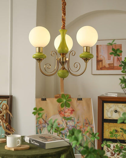 Green Onyx-Style Multi-Light Ceiling Chandelier