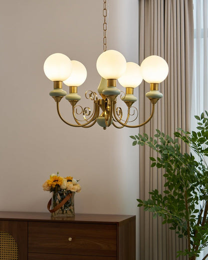 Green Onyx-Style Multi-Light Ceiling Chandelier
