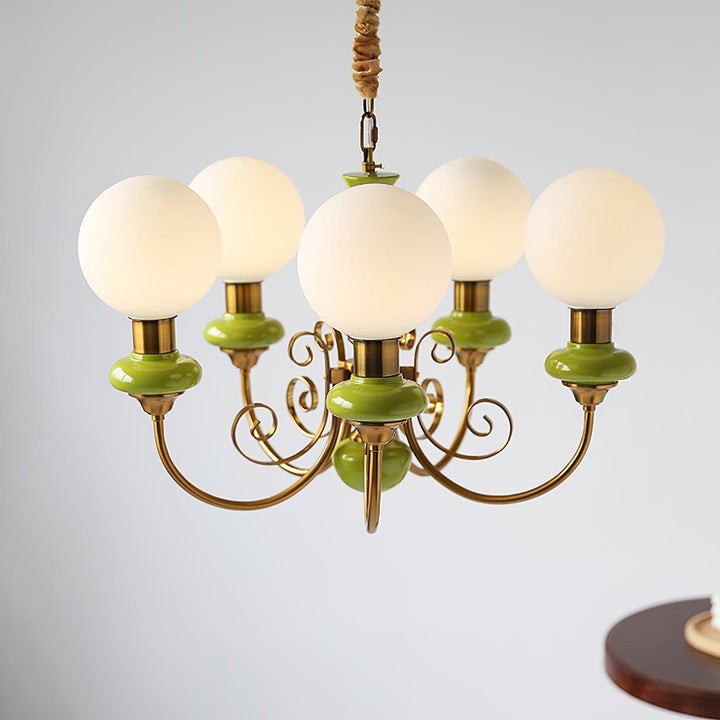 Green Onyx-Style Multi-Light Ceiling Chandelier