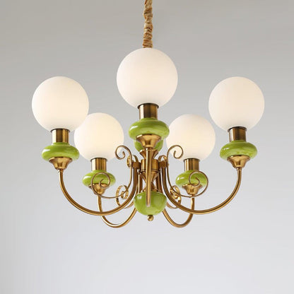 Green Onyx-Style Multi-Light Ceiling Chandelier