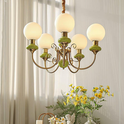 Green Onyx-Style Multi-Light Ceiling Chandelier