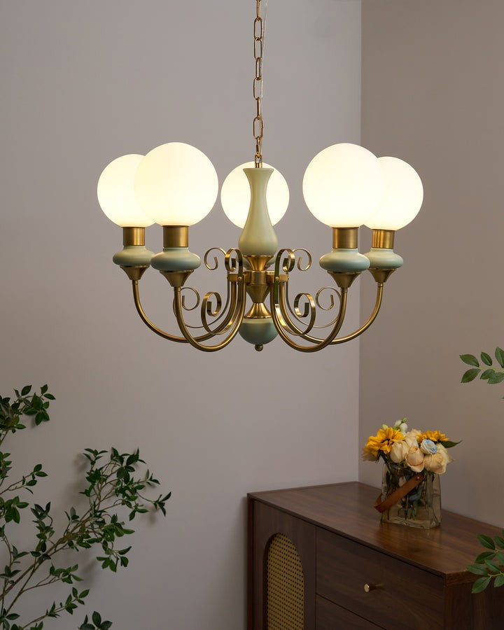 Green Onyx-Style Multi-Light Ceiling Chandelier