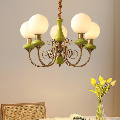 Green Onyx-Style Multi-Light Ceiling Chandelier
