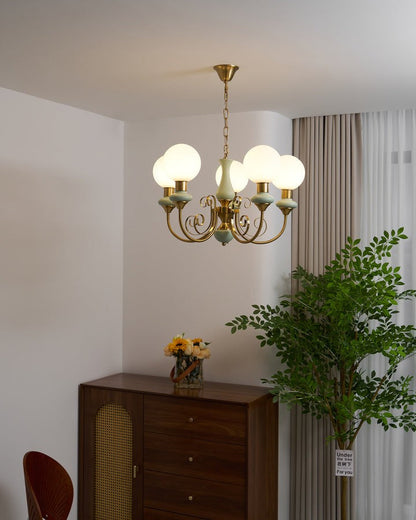 Green Onyx-Style Multi-Light Ceiling Chandelier