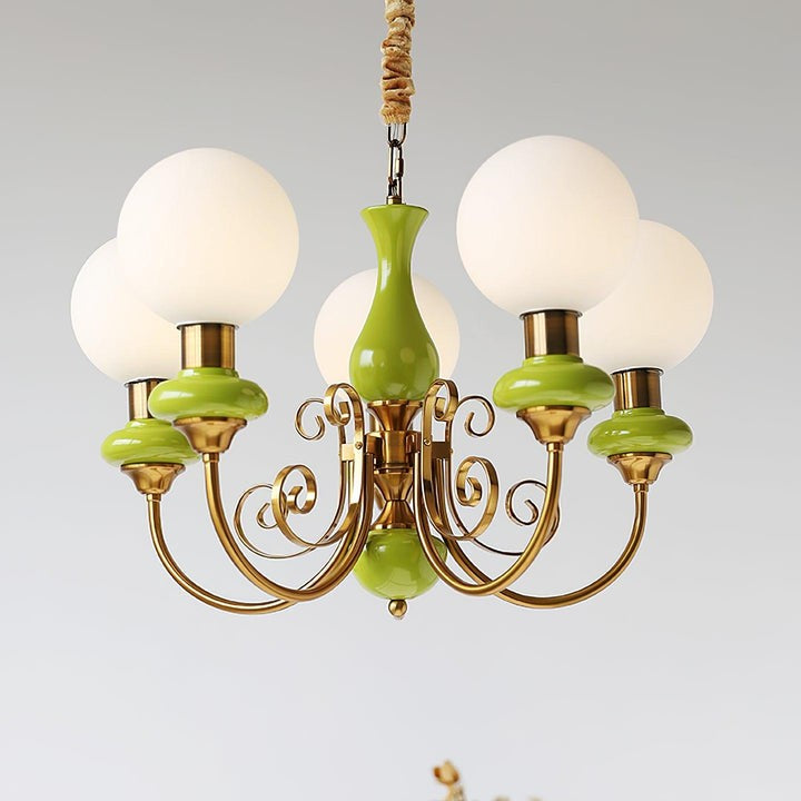 Green Onyx-Style Multi-Light Ceiling Chandelier
