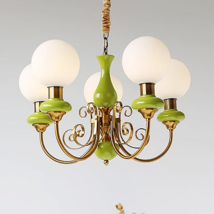 Green Onyx-Style Multi-Light Ceiling Chandelier