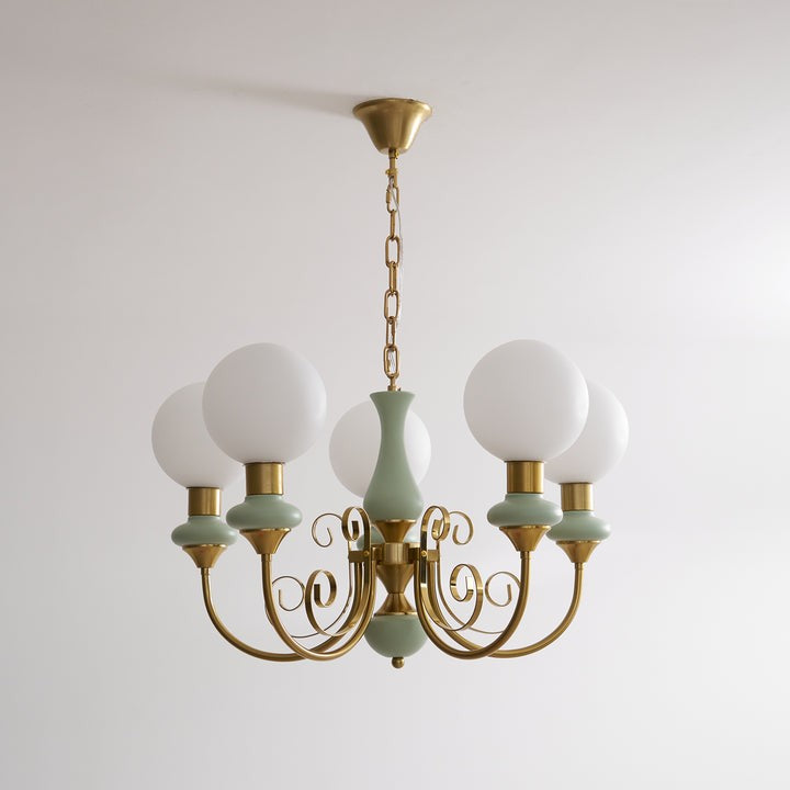 Green Onyx-Style Multi-Light Ceiling Chandelier