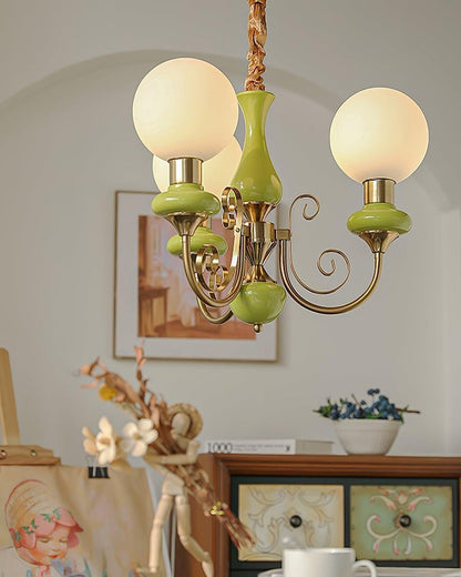 Green Onyx-Style Multi-Light Ceiling Chandelier