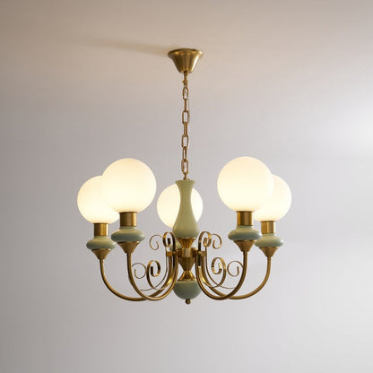 Green Onyx-Style Multi-Light Ceiling Chandelier
