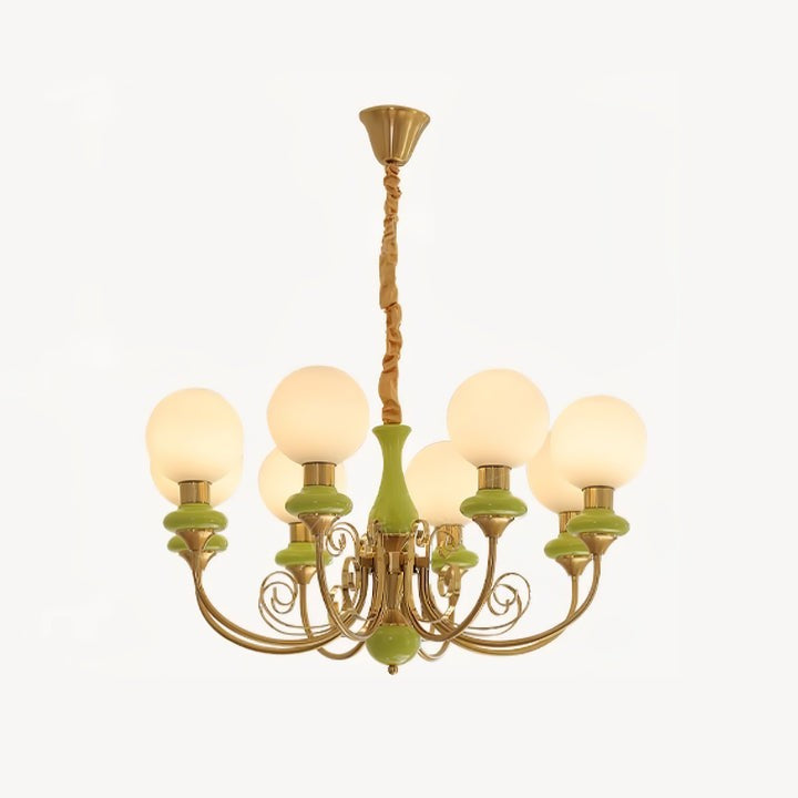 Green Onyx-Style Multi-Light Ceiling Chandelier