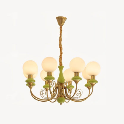 Green Onyx-Style Multi-Light Ceiling Chandelier