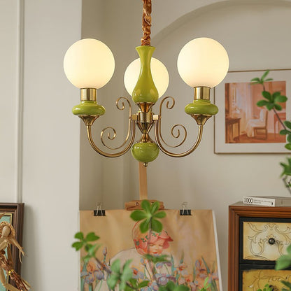 Green Onyx-Style Multi-Light Ceiling Chandelier