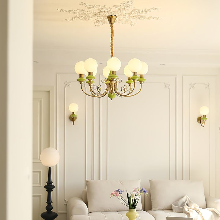 Green Onyx-Style Multi-Light Ceiling Chandelier