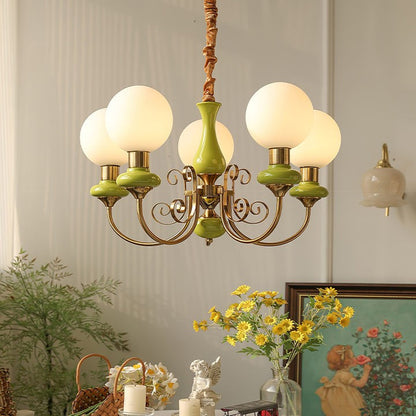 Green Onyx-Style Multi-Light Ceiling Chandelier