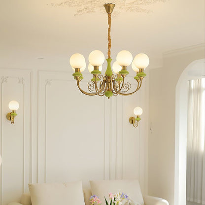 Green Onyx-Style Multi-Light Ceiling Chandelier