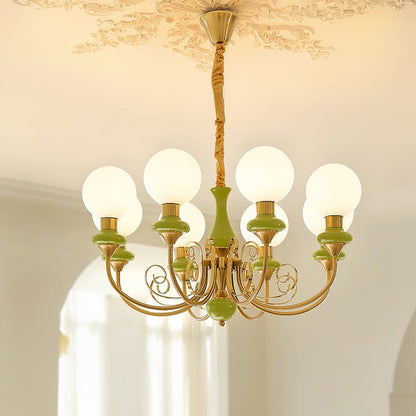 Green Onyx-Style Multi-Light Ceiling Chandelier