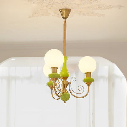 Green Onyx-Style Multi-Light Ceiling Chandelier