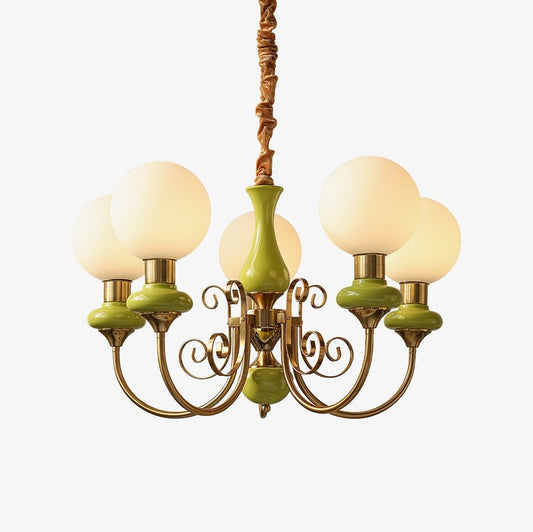 Green Onyx-Style Multi-Light Ceiling Chandelier