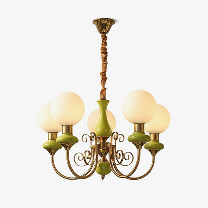 Green Onyx-Style Multi-Light Ceiling Chandelier