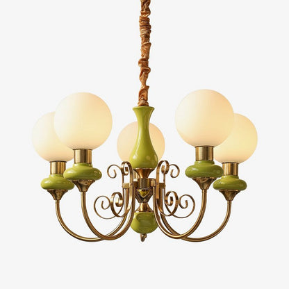 Green Onyx-Style Multi-Light Ceiling Chandelier