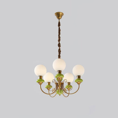 Green Onyx-Style Multi-Light Ceiling Chandelier